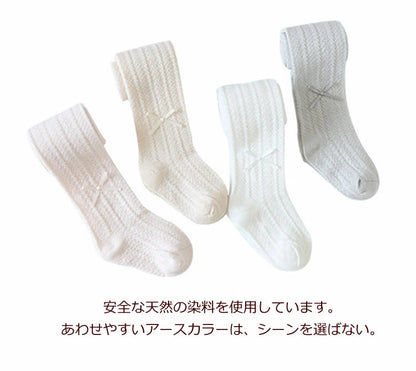 リボンアクセント　ベビータイツ